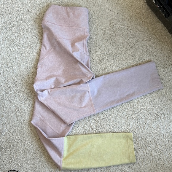 Outdoor Voices Colorblock Leggings Pink, Lilac and Yellow in Small - Picture 2 of 5